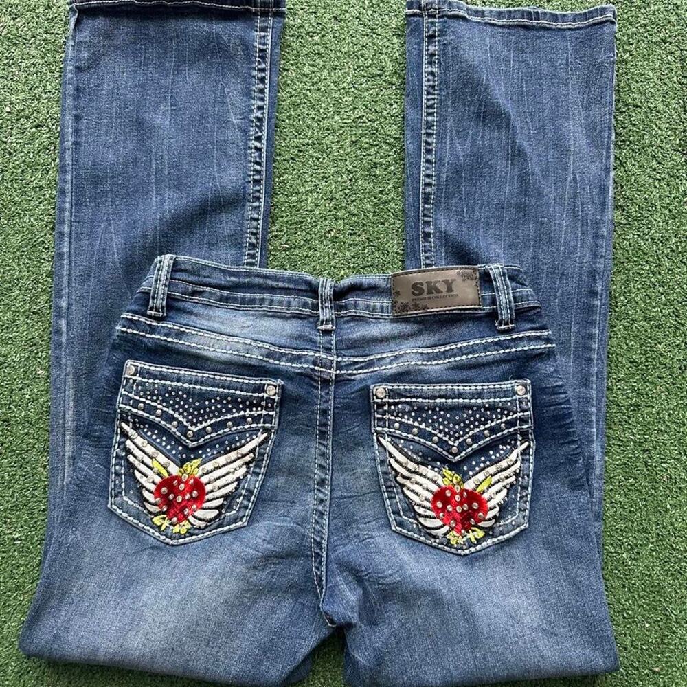 y2k sky bootcut bling jeans - Picture 4 of 7